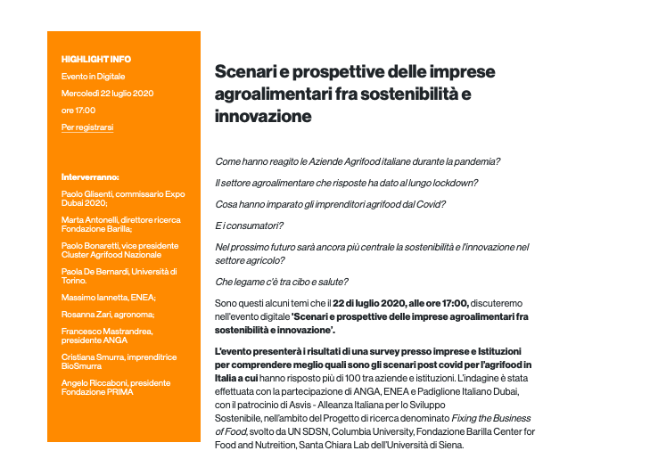 Scenari e prospettive delle imprese agroalimentari fra sostenibilit&agrave; e innovazione